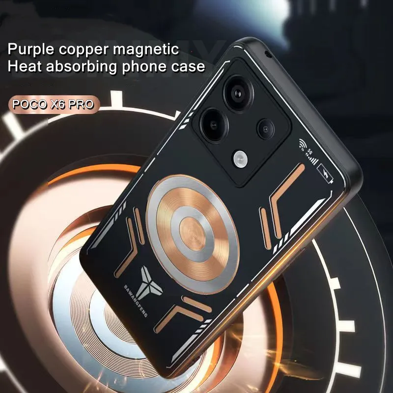 For Xiaomi POCO X6 Pro Cooling Red Copper Aluminum Heat Dissipation Case Cover for Xiaomi POCO X6 Ant-drop Protection Back Funda