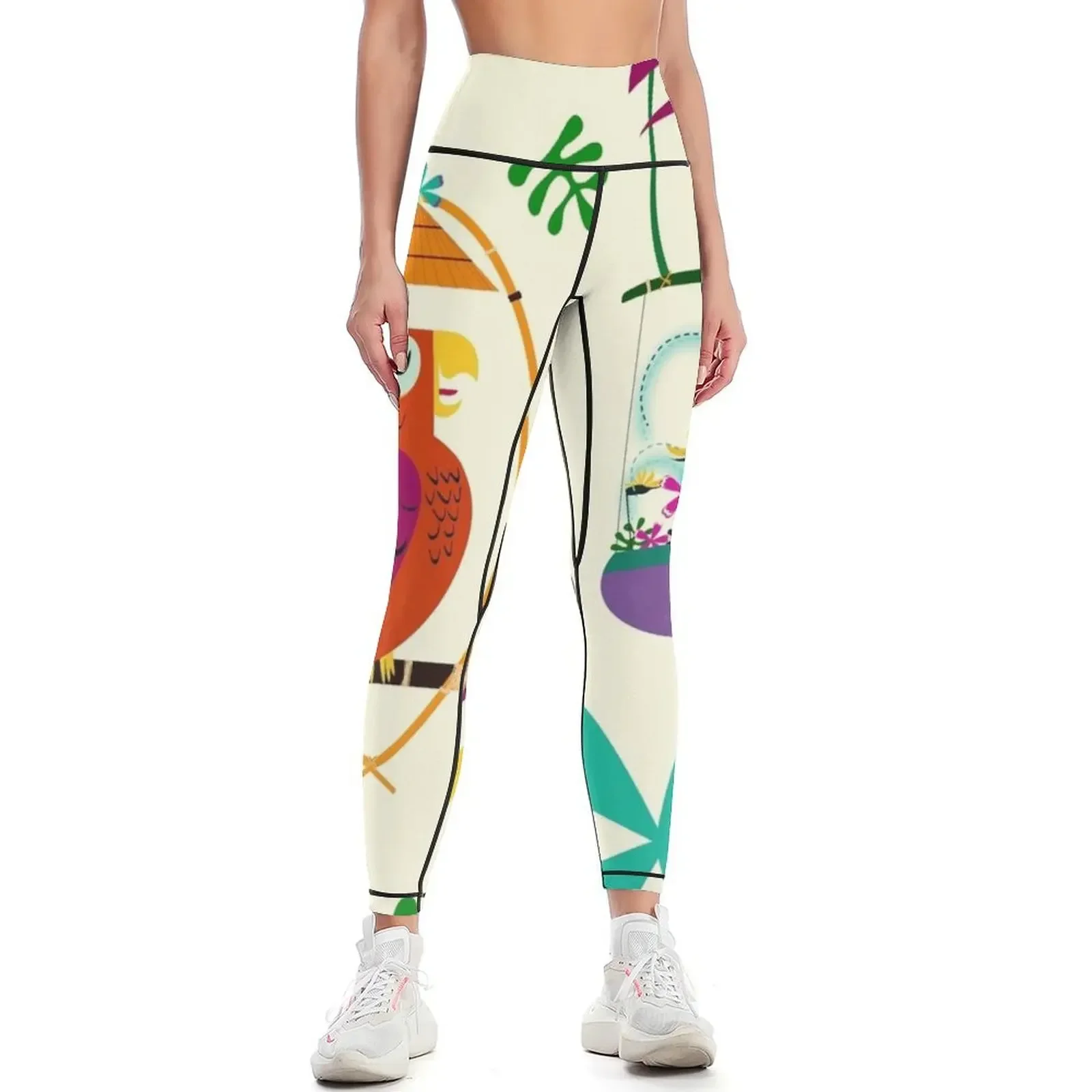 

Vintage Modern Tiki Birds Leggings sportswear for gym for girls Sportswear woman gym Women's sportswear Womens Leggings