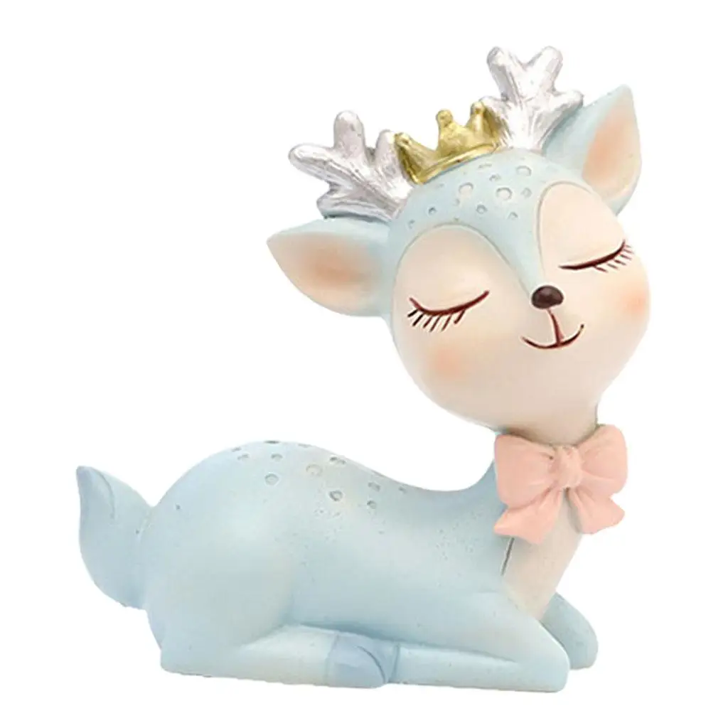 Deer Fawn Figurines Cake Topper Handmade Statue for Baby Shower Decorative Cake Crafts Hand Paint Adorable Desktop Decoration