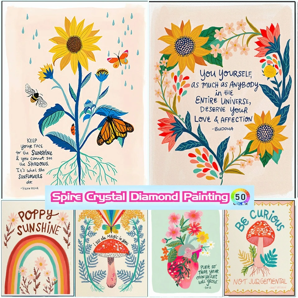 חדש Boho אמנות 5d קריסטל מקדחות יהלום ציור פטריות לב פרפר ציפור פרחי תפר צלב פסיפס בית תפאורה מודרני מתנה