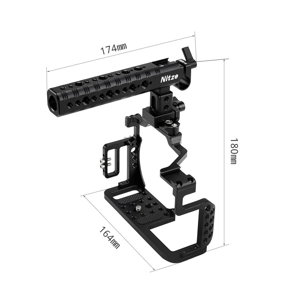 Nitze Cage for Panasonic GH4/GH5/GH5II/GH5S With PE06 HDMI Cable Clamp,Handle,Lens Adapter Support,Baseplate and Rods