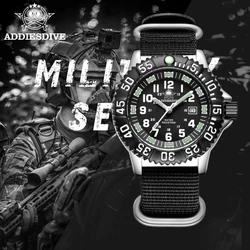 ADDIESDIVE Mode Herren Analoguhren 50 m wasserdicht Leuchtrohr Nylon Sport Herren Militär Armbanduhren Quarzuhr für Herren