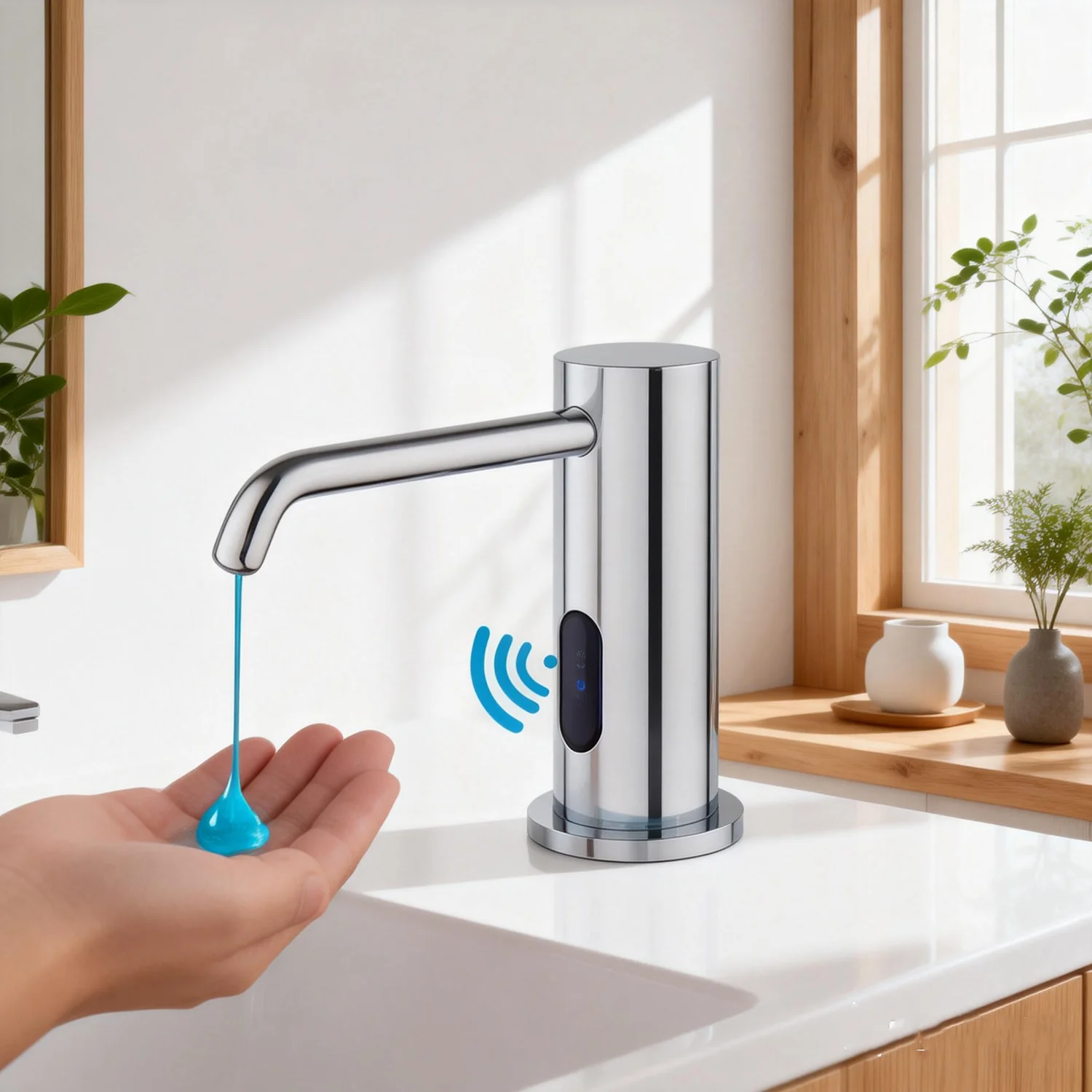 Torayvino Automatic Liquid Soap Dispenser Sensor Solid Brass 500 ML Hand Sanitizer Smart Detergent Soap Dispensers for Kitchen