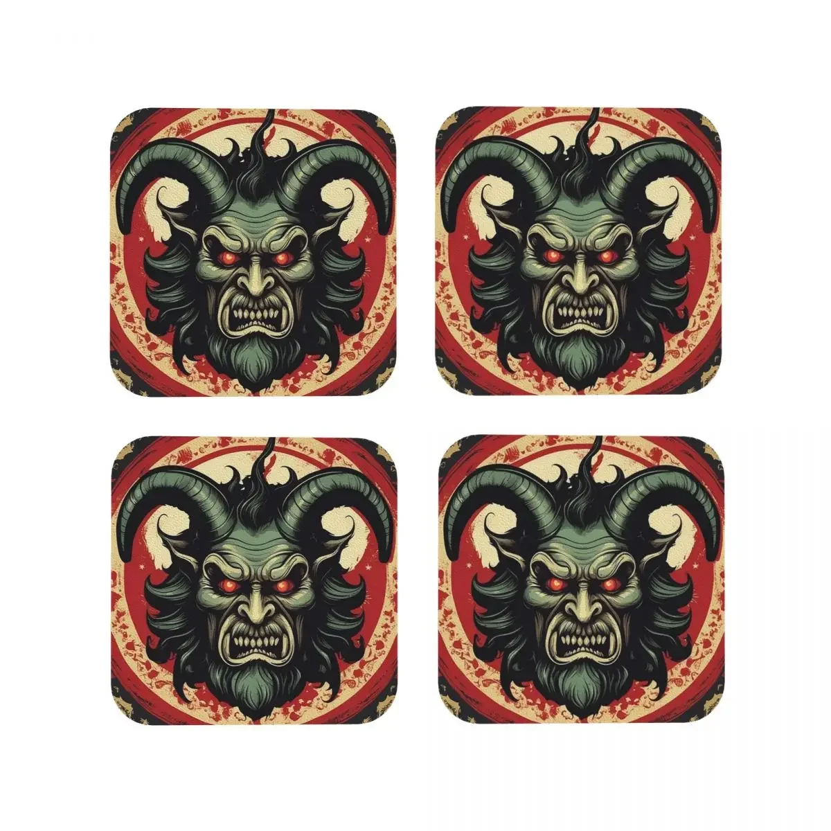 

Krampus 3 - Holiday Folklore -Krampusnacht Coasters Kitchen Placemats Insulation Cup Coffee Mats For Decor Home Set of 4