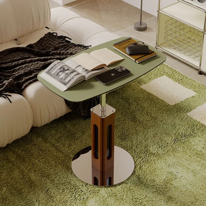 Cream wind can lift and lower mobile small round table medieval cave stone slate negotiation coffee table coffee table bedside