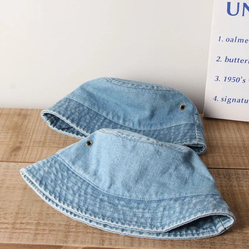 Baby Bucket Hats Cotton Washed Denim Children Cool Cap For Girl Boys Panama Fishing Hat Beanie Sun Protection Baby Accessories