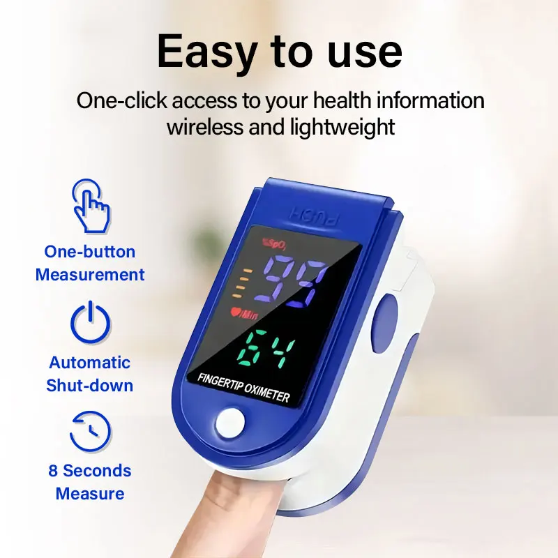 Fingertip Oximeter Blood Oxygen Saturation Monitor SpO2 With Pulse Rate Measurement Portable LED Display No Battery