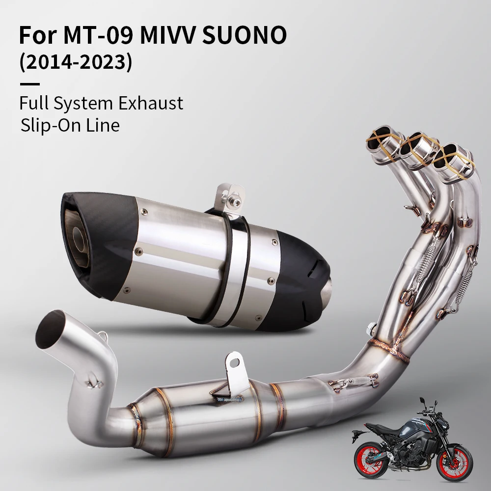 Full Motorcycle Exhaust System Escape Slip On Front Tube Link Pipe Manifold Header For MT-09 2014-2023