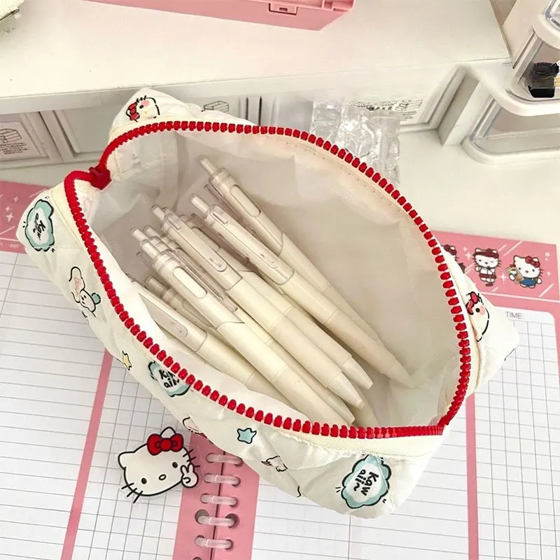 Kawaii Sanrio Hello Kitty Pencil Pouch astuccio per penne di grande capacità Kt Cat Cosmetic Bag ragazze studente forniture regali di cancelleria