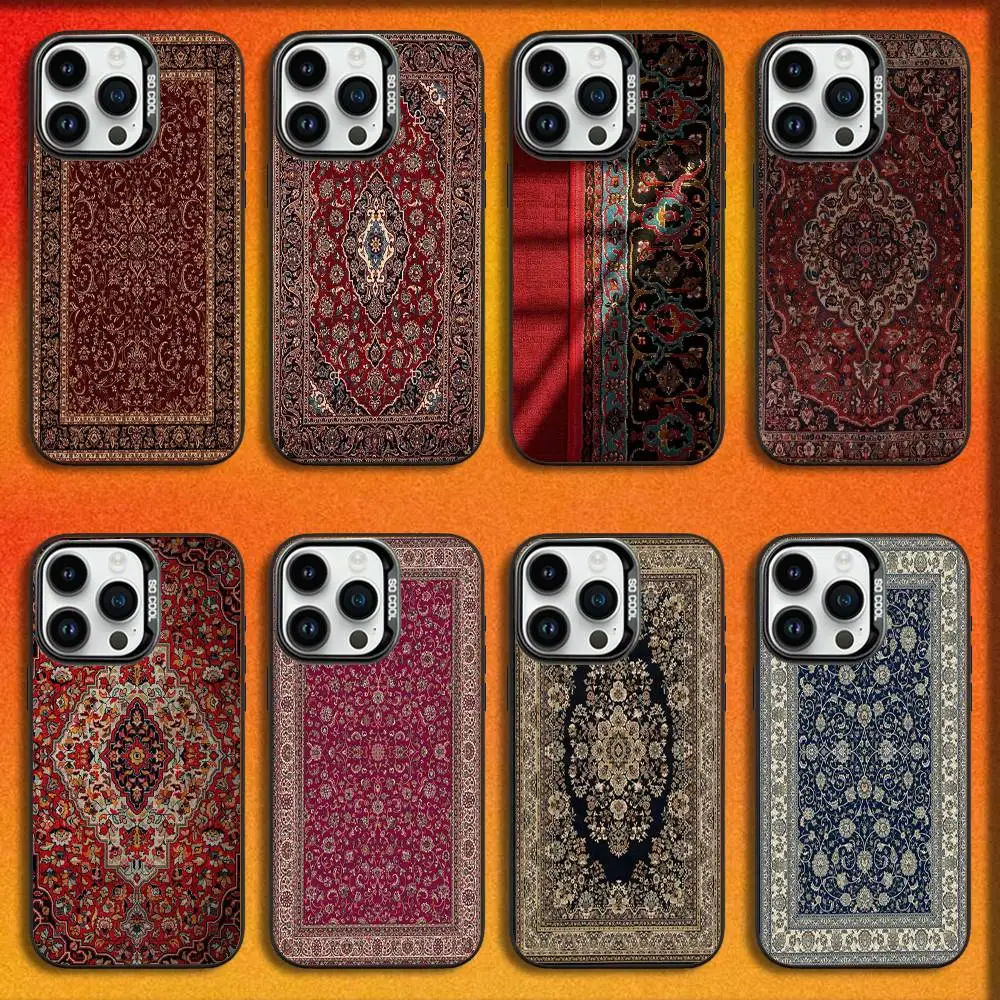 

Arab Persian Carpet Floral Painting Phone Case For iPhone 16,15,14,13,12,11,Mini,Pro,E,MAX Black Candy Matte Shockproof Cover