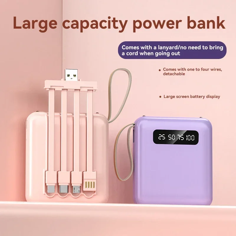 باور بانك صغير بسعة 20000 مللي أمبير في الساعة، شحن سريع، باور بانك محمول بسعة كبيرة مع كابل لبطارية آيفون وشاومي وسامسونج الخارجية #4
