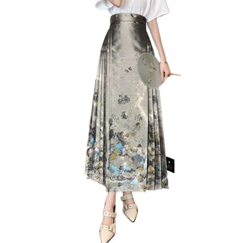 New Chinese Style Cropped Horse-Face Skirt Women\'s Petite Set 2024 Summer New Improved Hanfu High-End National Style Clothing