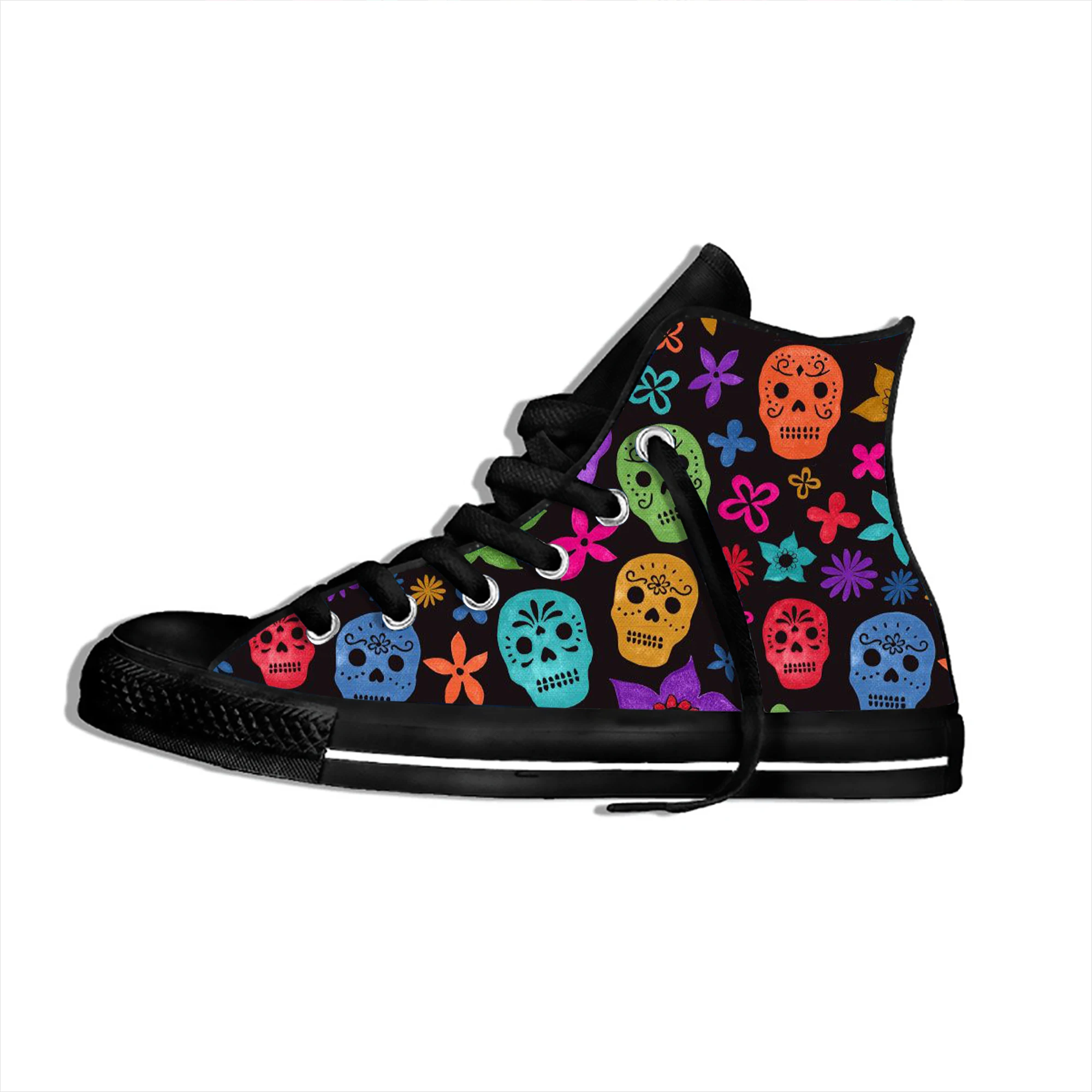 Fashion Mexican Sugar Skull Dead Vintage Novelty Design Lightweight High Top Canvas Shoes Men Women Casual Breathable Sneakers