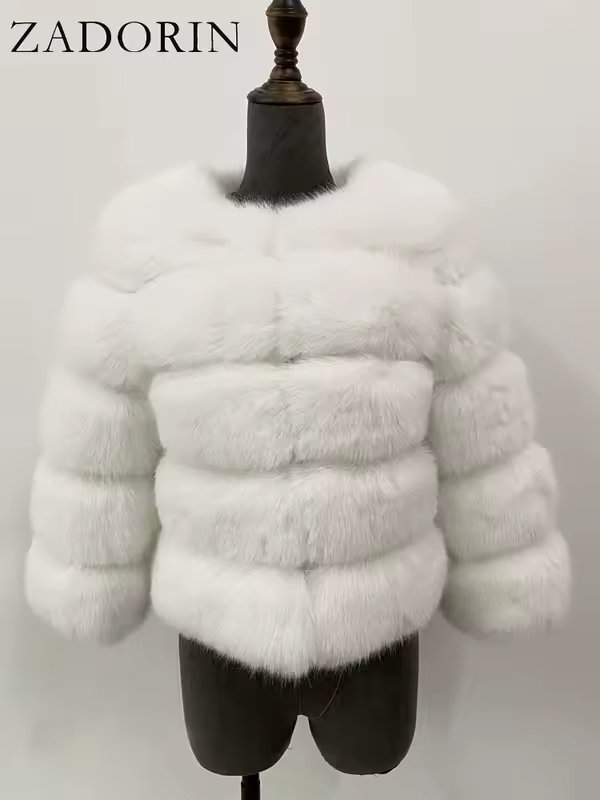 ZADORIN S-6XL Mink Coat Winter Black White Faux Fur Coat Woman Elegant Fluffy Faux Fur Jacket Top Short Fur Coats Woman Clothing - Image 21