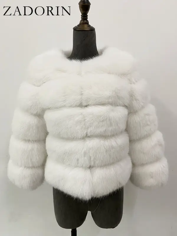 ZADORIN S-6XL Mink Coat Winter Black White Faux Fur Coat Woman Elegant Fluffy Faux Fur Jacket Top Short Fur Coats Woman Clothing - Image 21