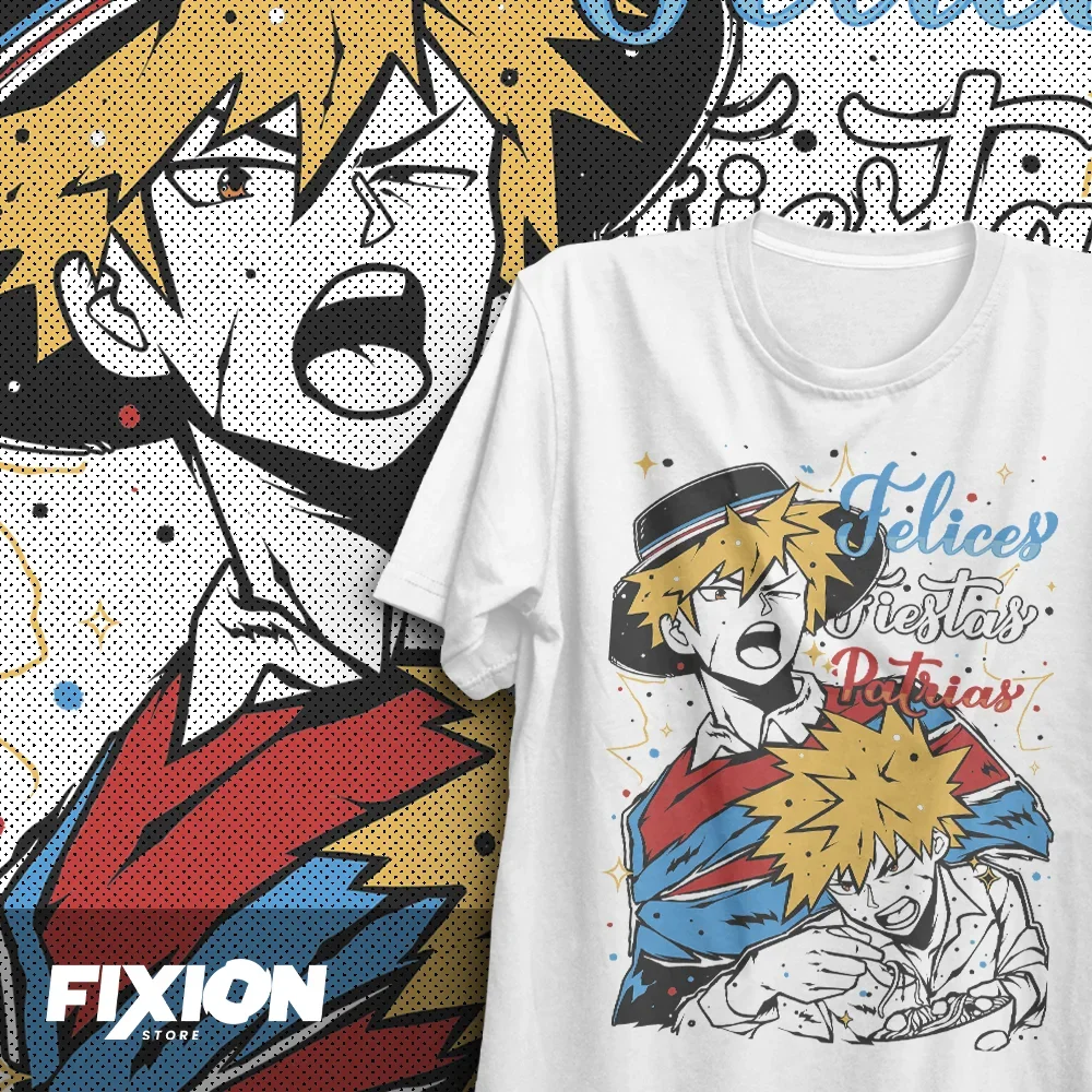 T-shirt For Anime Boku no Hero – Fiestas Chile – Bakugo [B] Mange Tee