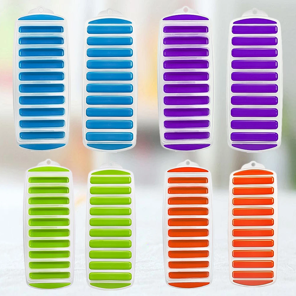 

8 Pcs Plastic Ice Mold 10 Holes Cube Moulds Popsicle Cake Baking Tool Tray Long Thumb Strip