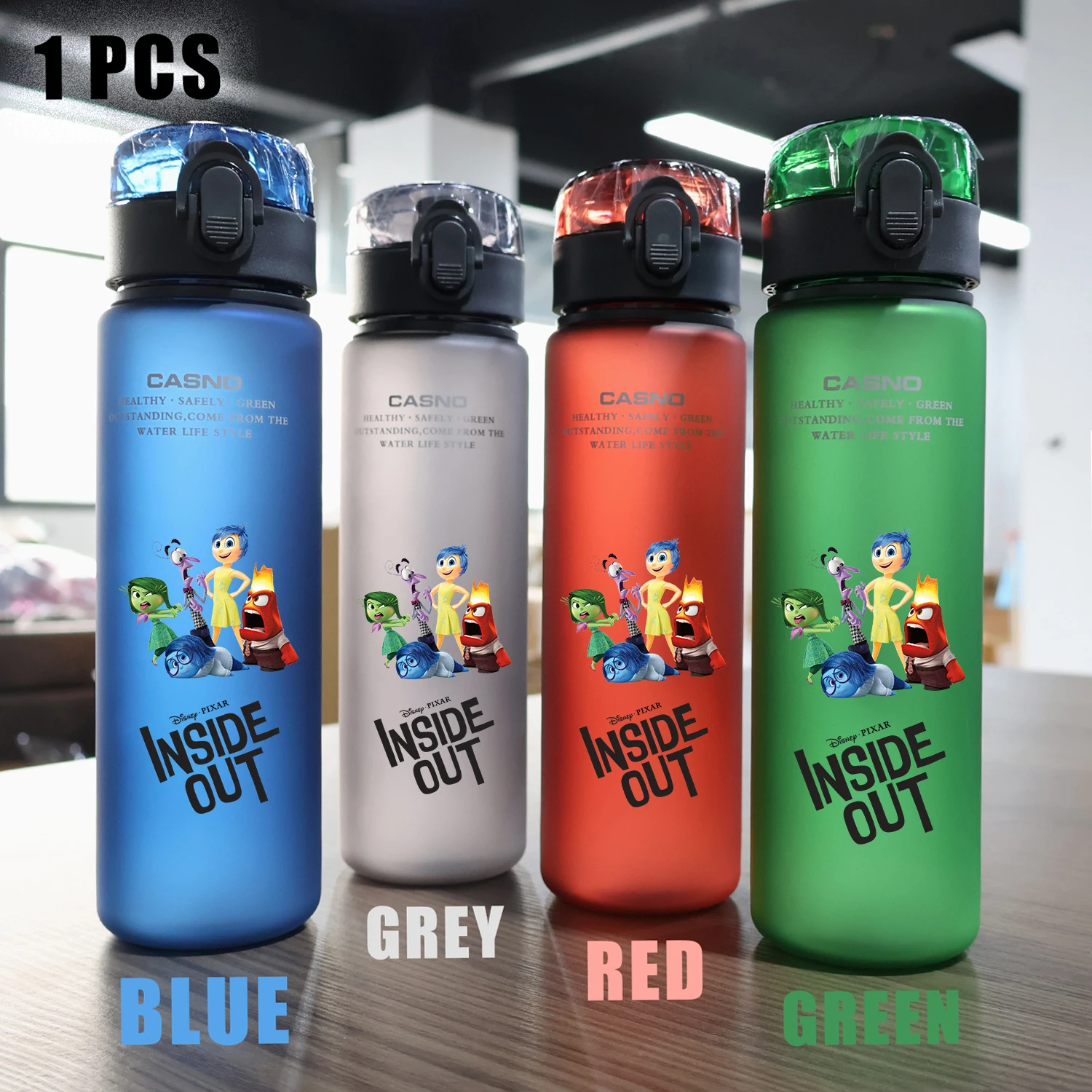 Disney Inside Out 2 Joy Sadness Fear Disgust Animation Animation Outdoor Sports Fitness Cycling Marathon Running Water Bottle