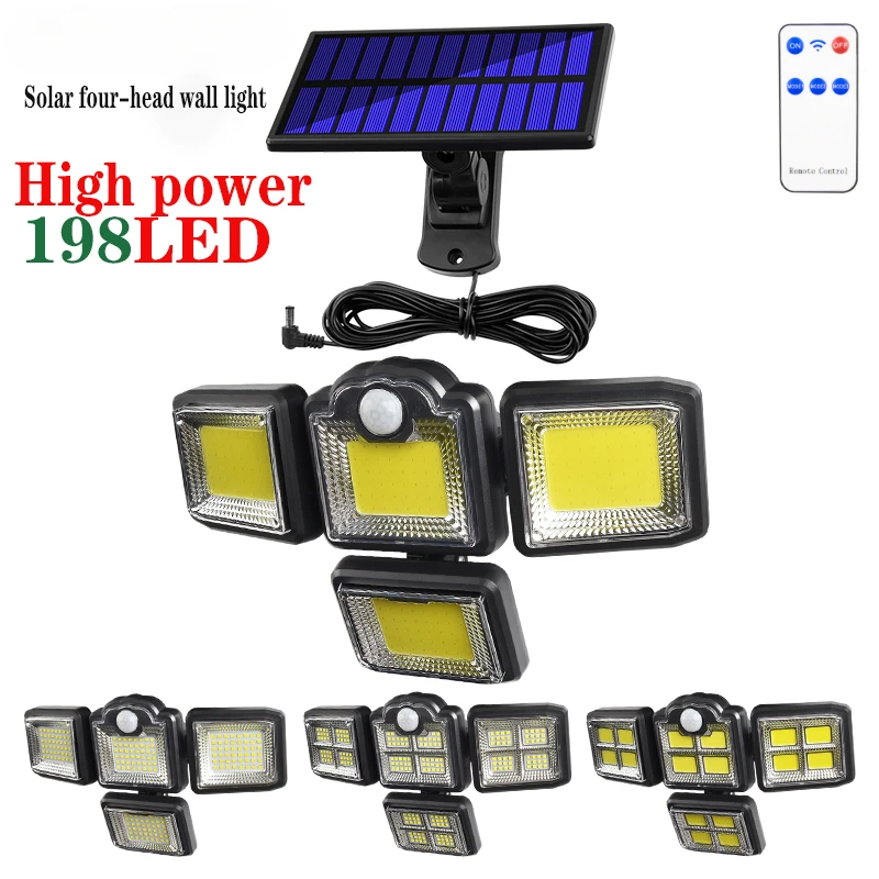 

Solar Lights Outdoor 198 Led Cob Motion Sensor Light Wide Angle with 3 Lighting Modes Ip65 Waterproof Garden Street Lamp