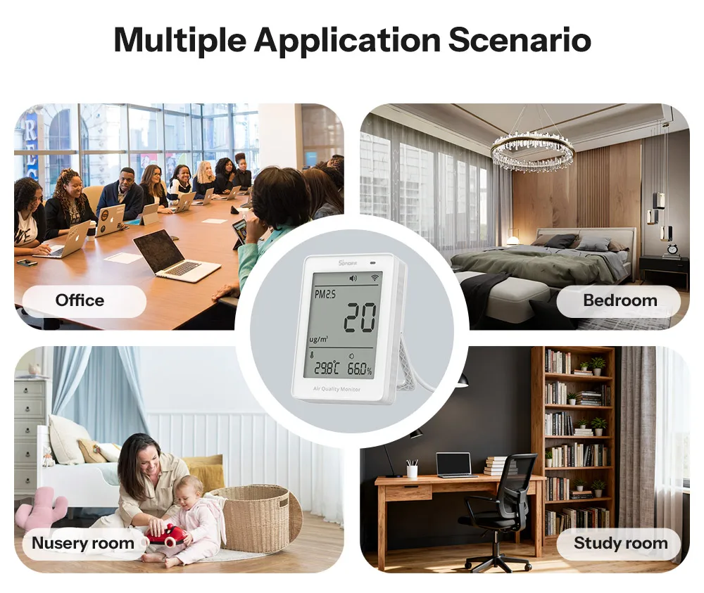 SONOFF SAWF-07P AirGuard PM2.5/PM10 Messgerät WLAN (Matter) – Feinstaubsensor Luftqualitätsmonitor Temperatur und Feuchtigkeit – Detail 3