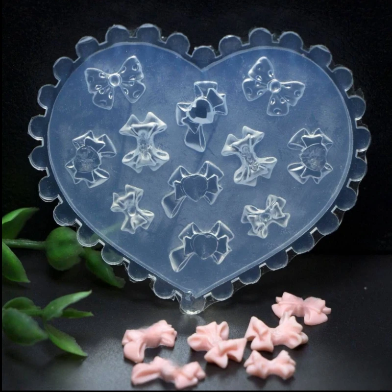 1Pc 3D Silicone Pressing Mold Reusable DIY Nail Art Versatile Letter Bat Kawaii Love Bow Nail Beauty Charm Nail Decoration