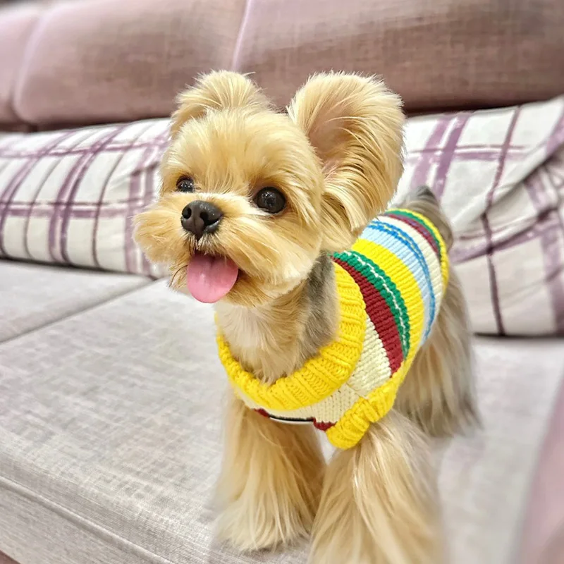 Suéter clásico de punto a rayas para perros, suave y cálido para cachorros pequeños, este invierno para Navidad, disfraz para perros, ropa para mascotas