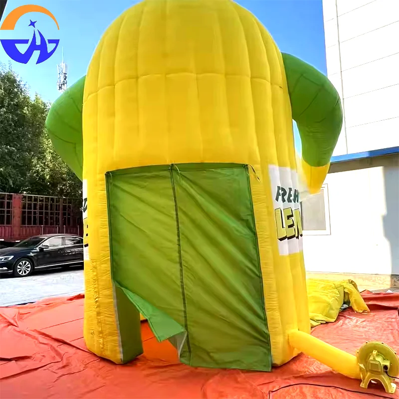 Lindas puestos inflables de limón, soportes para bebidas de limón con manos y contadores de ventas para actividades promocionales