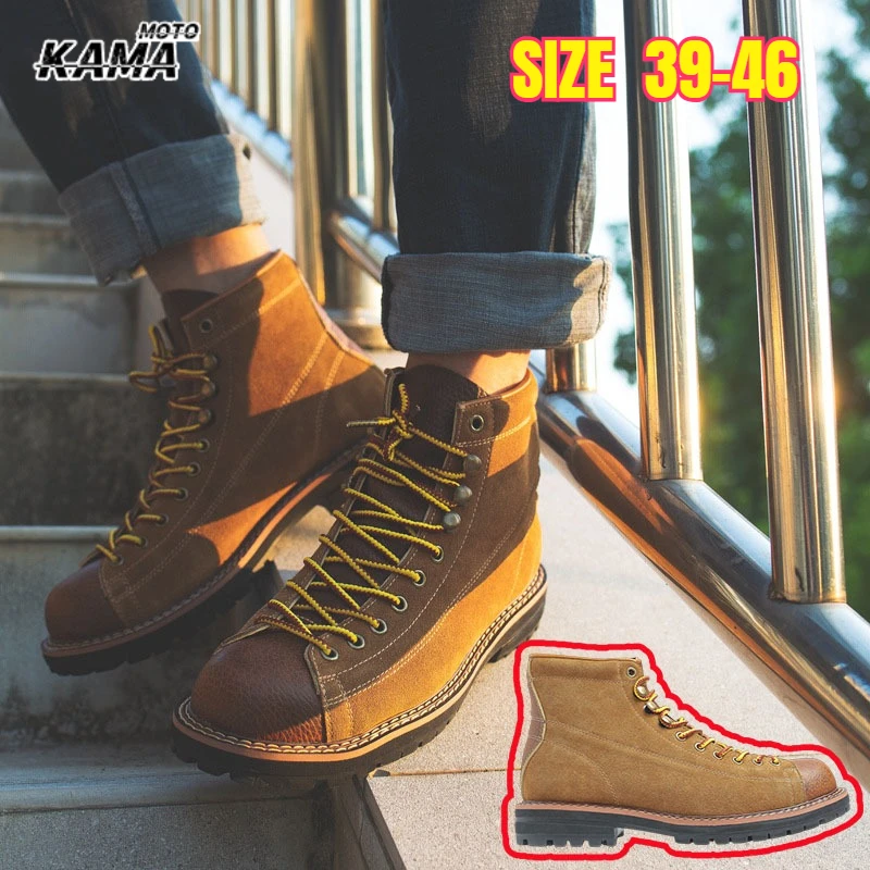 

Japanese Vintage Men's Ankle Boots Casual Lace Up Male Handmade Sewing Tooling Boots Cow Leather Desert Boots