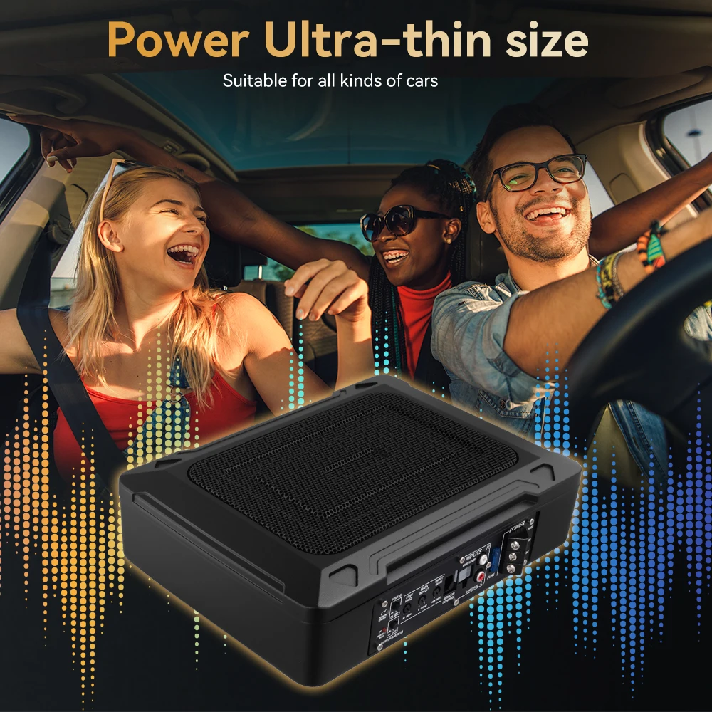 Degreat 1000W Ultra Slim Auto-Subwoofer Aktiver Kompakter Subwoofer für Unter dem Sitz Auto-Bass-Audio Auto-Stereo-Verstärker Lautsprecher