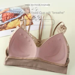 Women's Underwear Tube Tops Sexy Lace Bra Girls' Fashion Push Up Top Woman No Steel Ring With Chest Pad Brassiere Lingerie