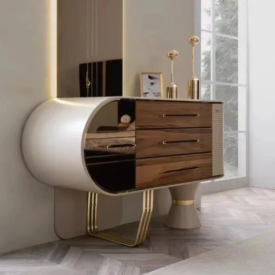 

Italian villa light luxury high-end restaurant sideboard modern style sideboard wooden buffet kitchen cabinet