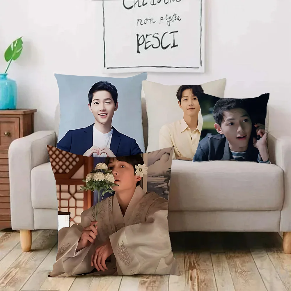 Song Joong Ki Pillow Covers Cartoon Sofa Decorative Home Double-sided Printing Short Plush Cute Cushion Cover