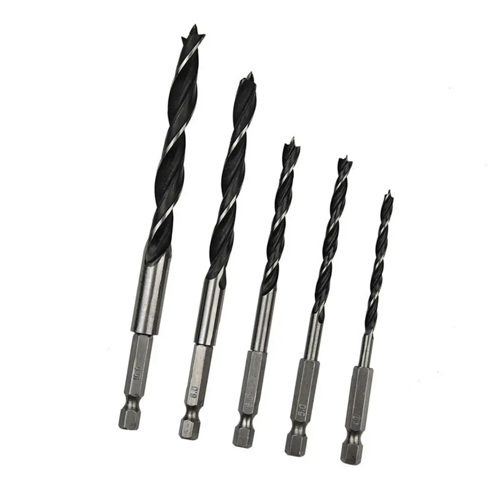 

5Pcs Woodworking Drill Bit Set High-Speed Steel Heavy Duty Spiral Flute for Metal Stainless Steel Cast Iron Plastic