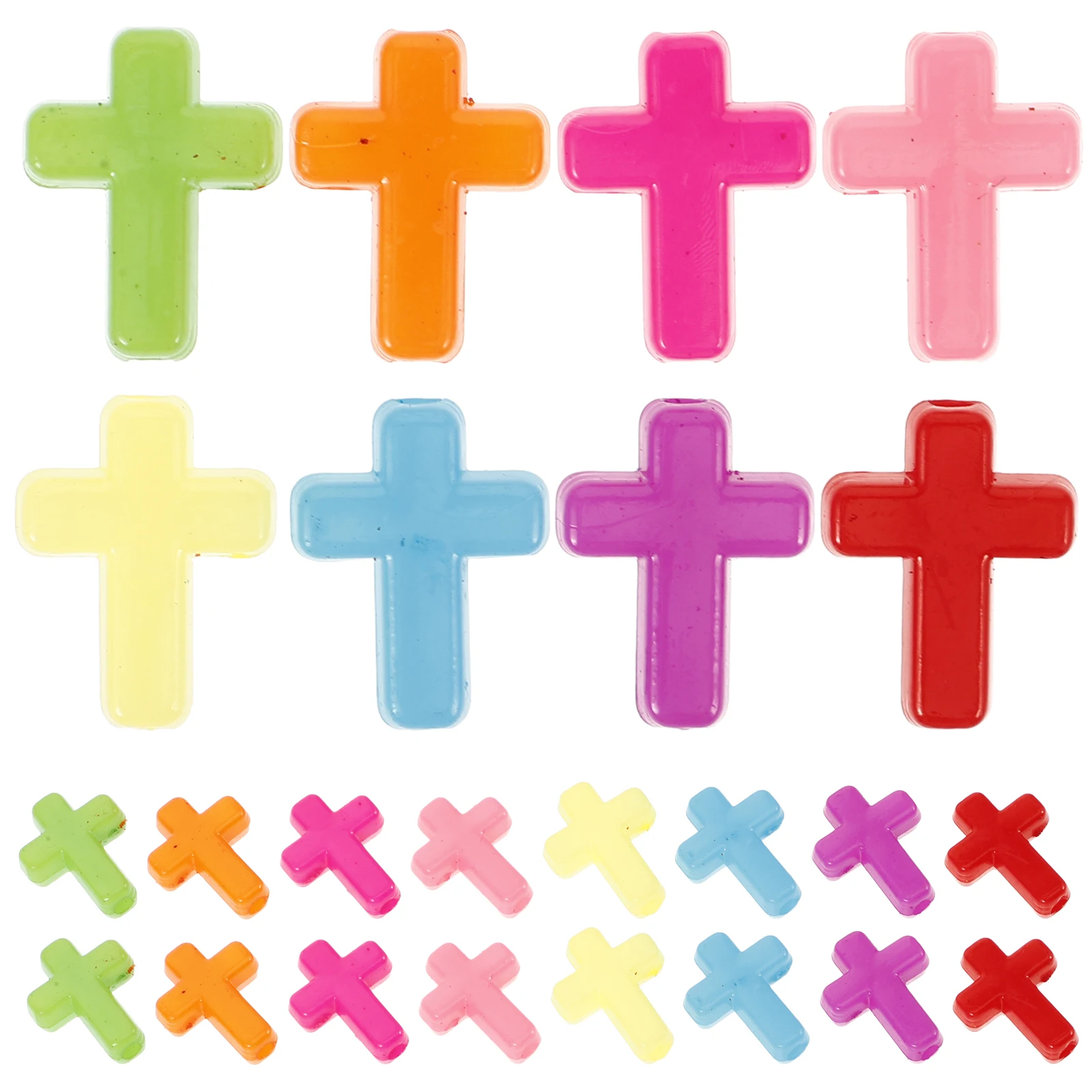

100pcs Acrylic Beads Bright Color for Jewelry Making Chakra Beads Wood Cross Pendants Matching Hooks Jumprings