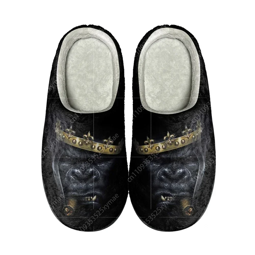 

Забавные домашние тапочки с изображением обезьян и горилл, хлопковые, на заказ, высококачественные, мужские и женские, плюшевые, модные, повседневные, теплые, термо-тапочки