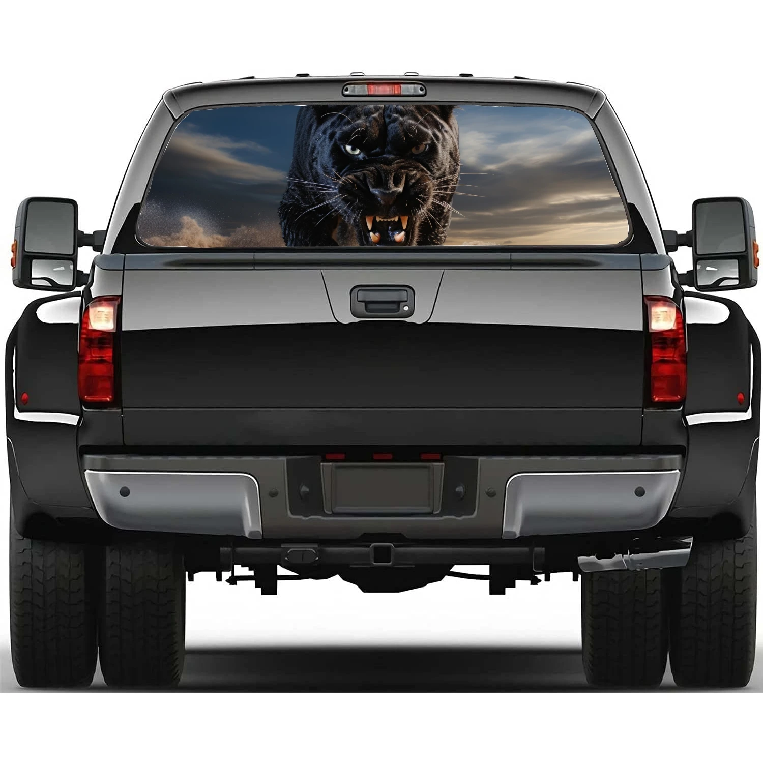 Angry and Growls Panther Rear Window Decal Fit Pickup,Truck,Car Universal See Through Perforated Back Windows Vinyl Sticker