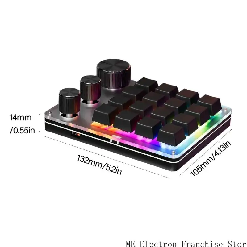 T5EA تخصيص لوحة المفاتيح MACRO 16-KEY 3 KNOBS MINI قابلة للبرمجة keyaoard hotswap