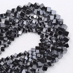 Natural Black Hematite Stone 4/6MM Diagonal Cube Square Spacer Loose Beads For Jewelry Making Diy Bracelets Necklace Accessories