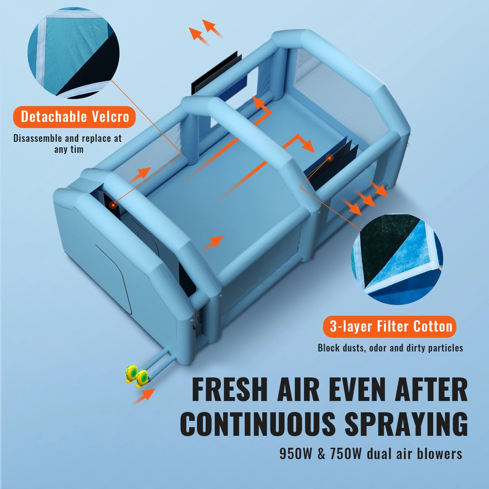 Vevor aufblasbare Lackier kabine mit Gebläsen aufblasbare Spritz kabine leistungs starke Sprüh kabine Autolack Zelt Luftfilter system