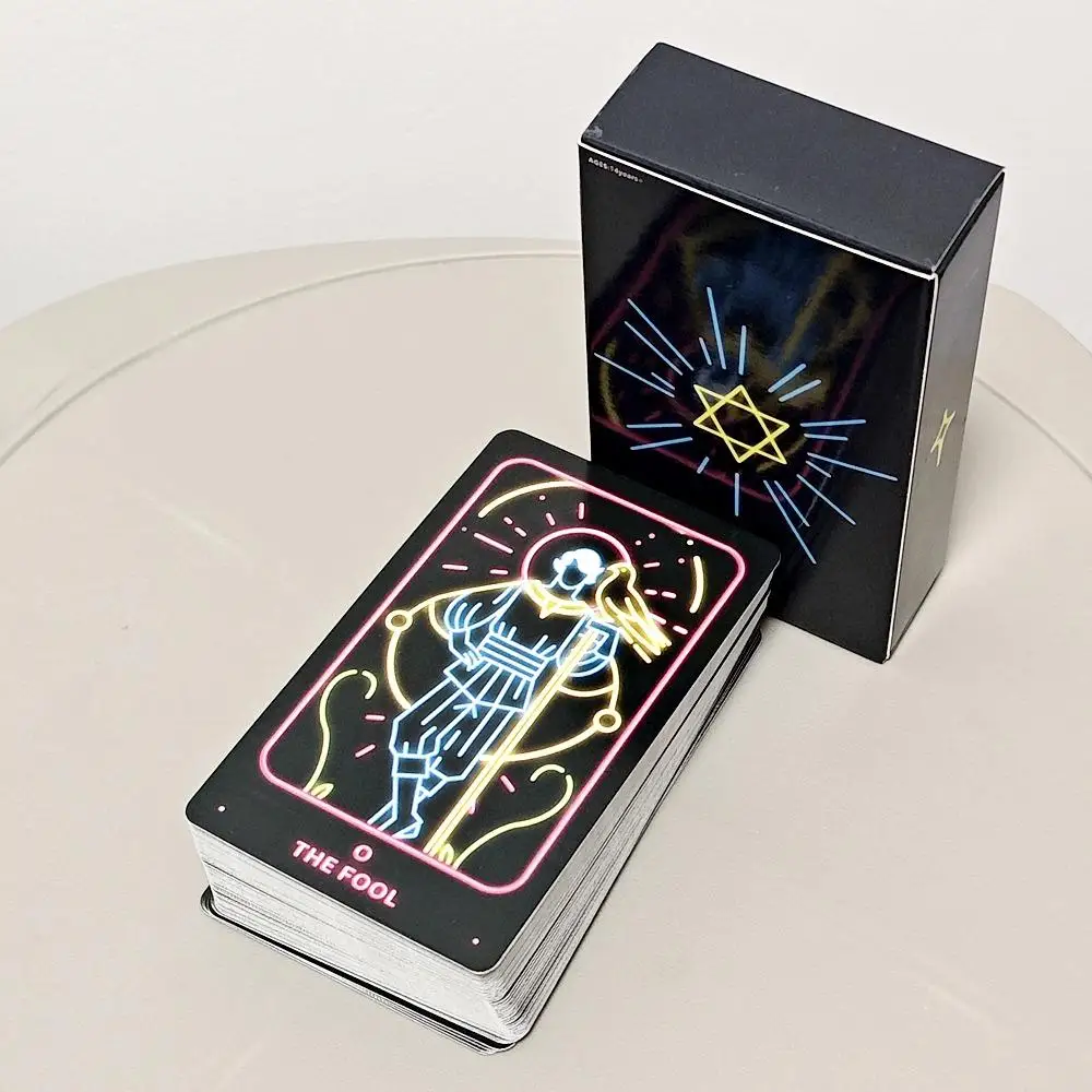 โมเดิร์น Minimalist Tarot Deck Neon-แรงบันดาลใจ Rider-Waite 78 ชิ้นการ์ดสําหรับผู้เริ่มต้นและมืออาชีพ 10.3*6 ซม.