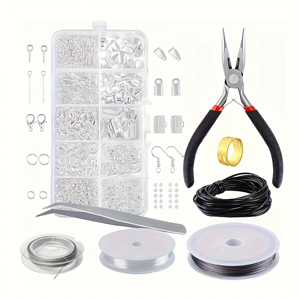 900pcs Multi Color Jewelry Making Beginner's Kit Earrings Necklace Discovery DIY Bead Pliers Tool Set Repair Tool