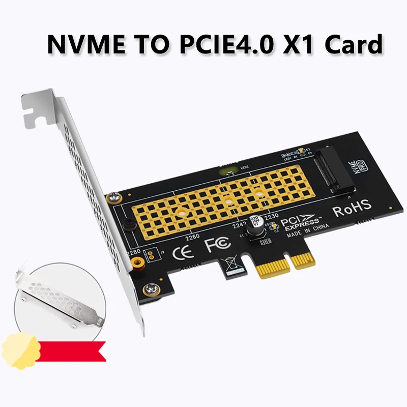 NVME para Placa de Expansão PCIE, PCIE 4.0, X1, Chave Riser M.2 M para PCI Express, 1X GEN4, 16Gbps, Suporte a Adaptador, 2230, 2242, 2260, 2280, M2, SSD NVME