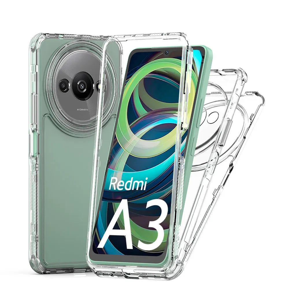 For Xiaomi Redmi A3 Luxury Full PMMA + TPU Cover three-in-one Case For Xiaomi Redmi A3 A 3 RedmiA3 Protective Phone Case