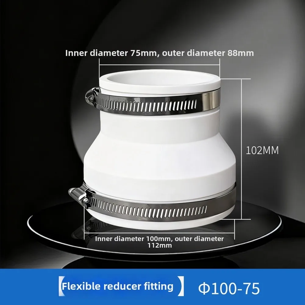 Plastic Flexible Duct Reducer for Connecting Dissimilar Duct Sizes Shock Absorbing Design 100mm to 75mm 100mm to 90mm