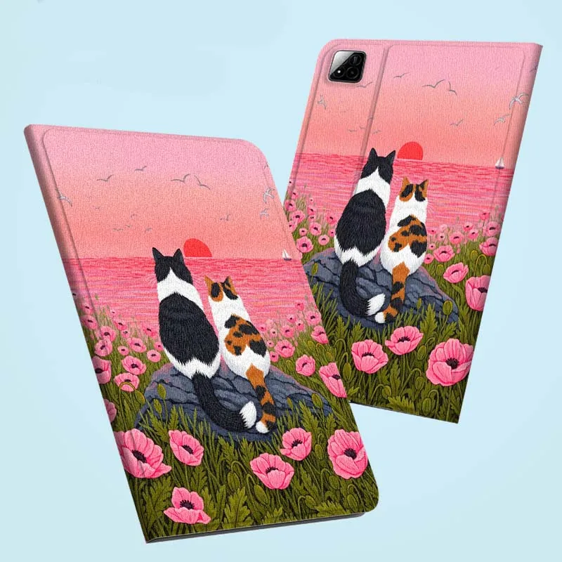 

Cute Cat Pattern Art For Xiaomi Redmi Mi Pad 4 5 6 6s 7 8 SE Pro 2 11 Plus Max 12.4 11 11.2 12.5 8.7 inch Tablet Case