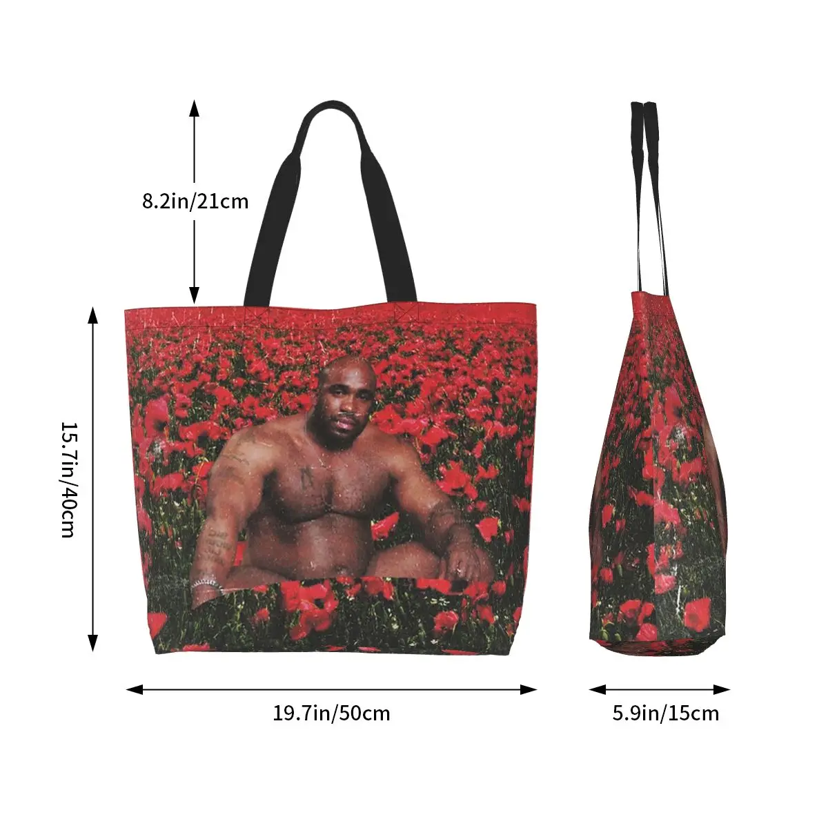 Barry Wood On A Flower Field Shopping Tote Bag Canvas Large Capacity Shoulder Bags Shopper Grocery Handbag for Women