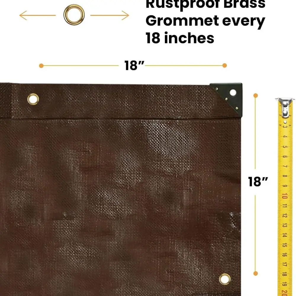 أقمشة بولي شديدة التحمل سعة 16 مل و10 مل مع حلقات وحواف معززة - بني، أبيض، فضي أسود (16 ميل بني، 12 × 12) #4