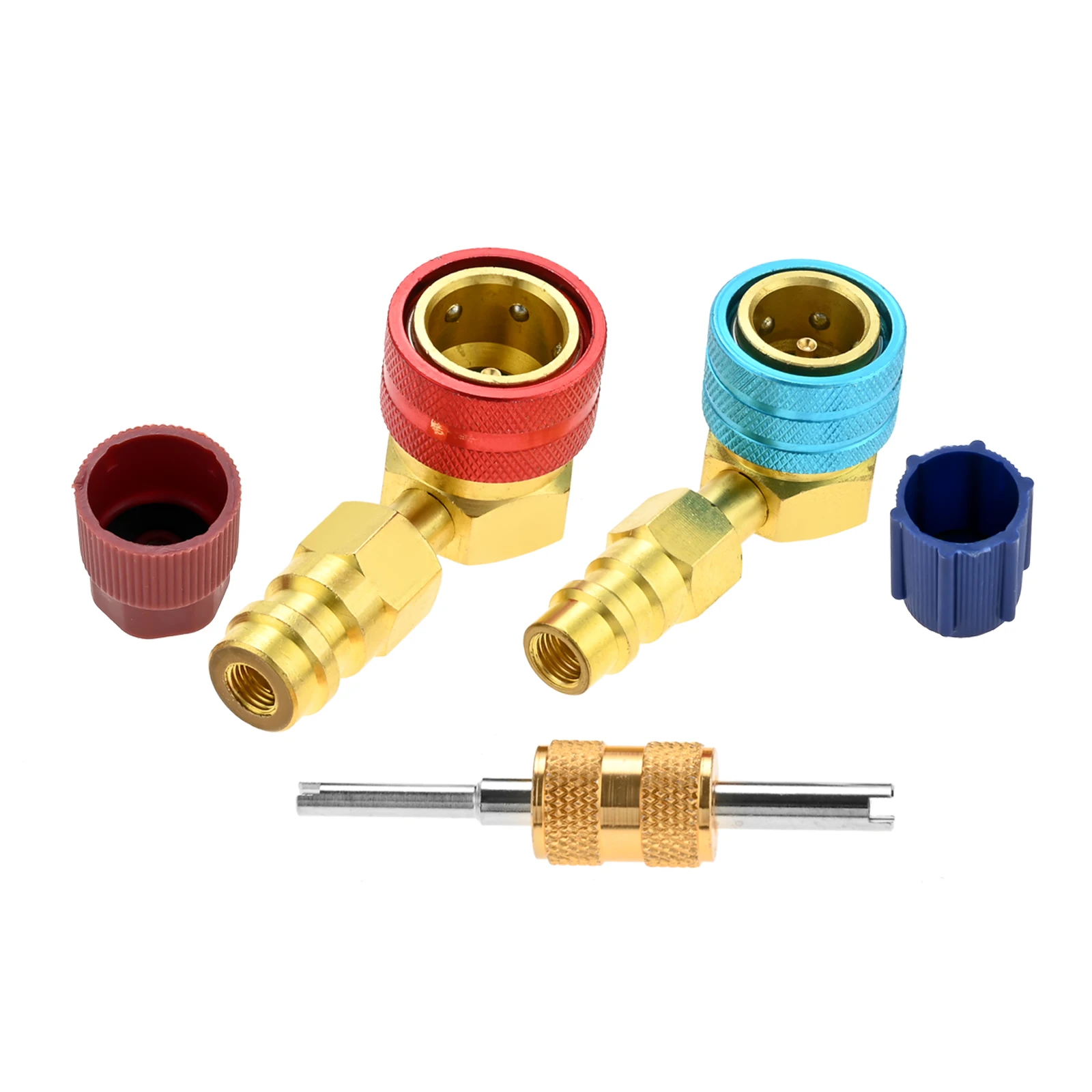 1 Set 90 Degrees R1234YF Coupler Kit High/Low Pressure R1234YF Quick Coupler High/Low Pressure R134A Quick Adapter Car A/C Tools