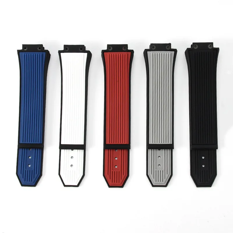 17×27mm Silicone watch strap for Hublot Precision steel folding buckle watchband bracelet for HUBLOT BIG BANG/SANG Watchbelt