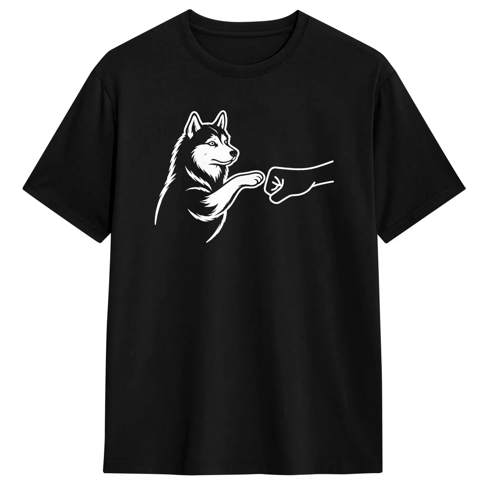 Siberian Husky Punch Hand Friendship Fist Bump Dog Lovers T Shirt Summer  Leisure T-Shirts 100 Cotton O-Neck  Tees Short-Sleeve